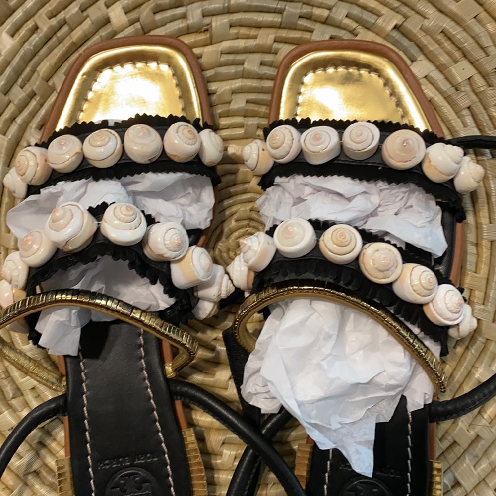 Tory Burch Sinclair Seashell Ankle Wrap Sandal - Picture 11 of 16